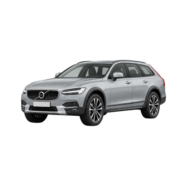 2021 Volvo V90CC in Silber, Ansicht: Dreiviertelansicht vorne (nach links gerichtet)