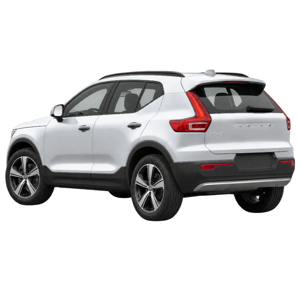 Volvo XC40 2017 prata, vista três quartos traseira (voltada para a esquerda)