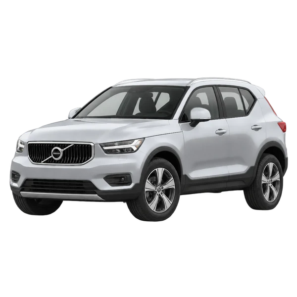 Volvo XC40 2018 باللون فضي، منظر منظر أمامي بزاوية ثلاثة أرباع (متجه لليسار)