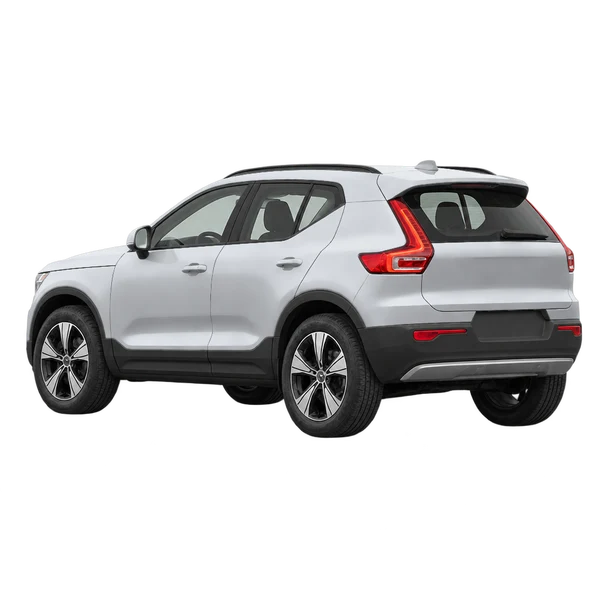 Volvo XC40 2021 باللون فضي، منظر ثلاثة أرباع خلفي (باتجاه اليسار)