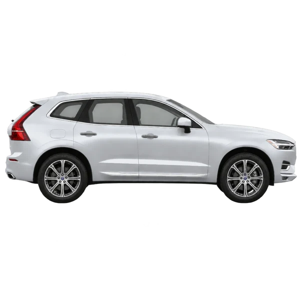 Volvo XC60 2022 باللون فضي، منظر منظر جانبي (باتجاه اليمين)