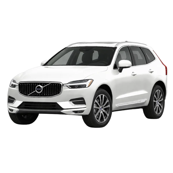 Volvo XC60 2022 باللون أبيض، منظر منظر أمامي بزاوية ثلاثة أرباع (متجه لليسار)