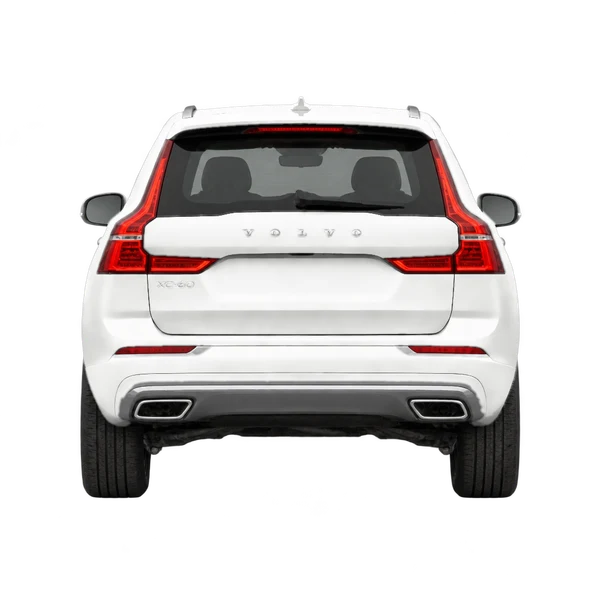 Volvo XC60 2026 باللون أبيض، منظر من الخلف