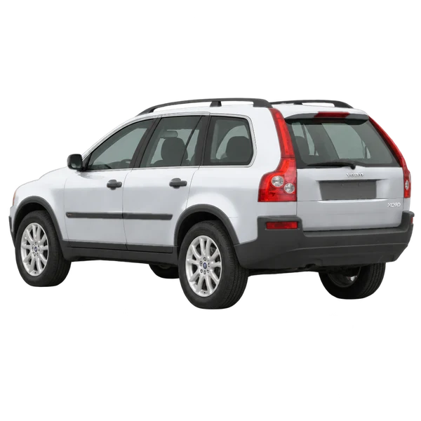 Volvo XC90 2012 prata, vista três quartos traseira (voltada para a esquerda)