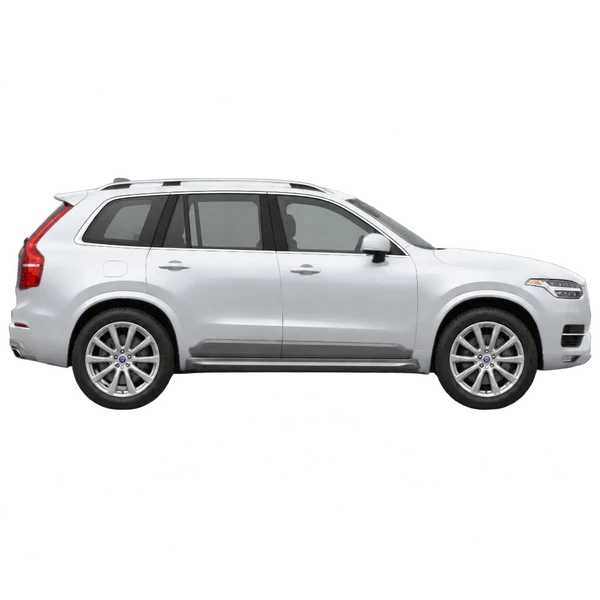 Volvo XC90 2015 en plateado, vista lateral (hacia la derecha)