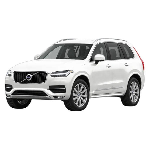 Volvo XC90 2017 باللون أبيض، منظر منظر أمامي بزاوية ثلاثة أرباع (متجه لليسار)
