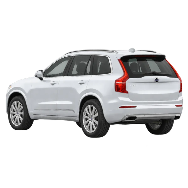 2021 Volvo XC90 in Silber, Ansicht: Dreiviertelansicht von hinten (nach links gerichtet)