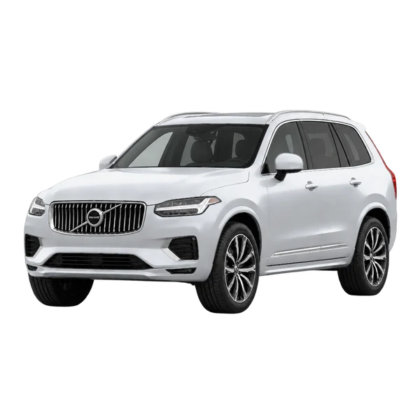 シルバーの2026 Volvo XC90（フロントスリークォーター(左向き)ビュー）