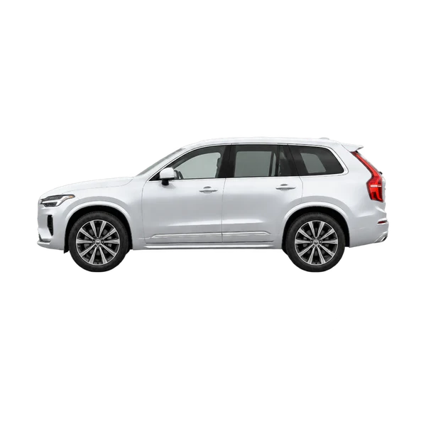 Volvo XC90 2026 en plateado, vista lateral (mirando a la izquierda)