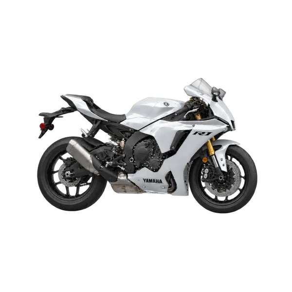 Yamaha YZF-R1 2020 باللون فضي، منظر منظر جانبي (باتجاه اليمين)
